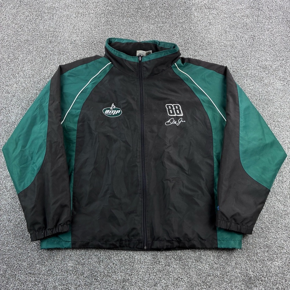 Vintage NASCAR Dale Earnhardt Jr 88 Jacket Mens XL Black Green Winners Circle